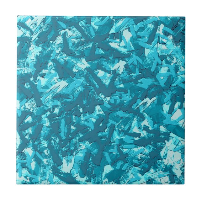 Decorative Blue Abstract Art Tile (Front)