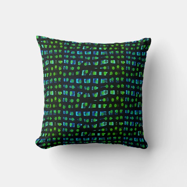 Decorative Blue and Olive Green Cushion (Front)