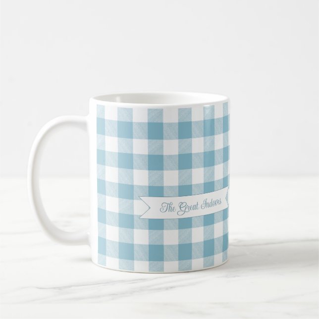 Decorative Blue Buffalo Check Coffee Mug (Left)