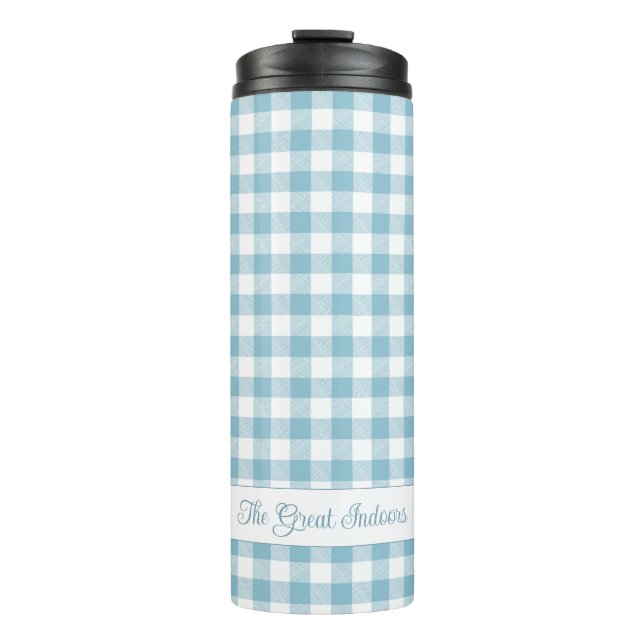 Decorative Blue Buffalo Check Thermal Tumbler (Front)