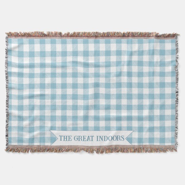 Decorative Blue Buffalo Check Throw Blanket (Front)