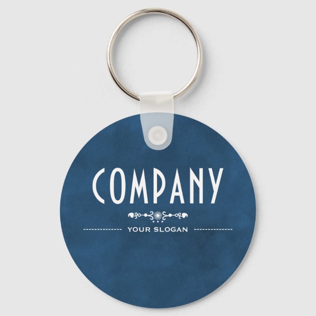 Decorative Blue Company Name Key Ring (Front)