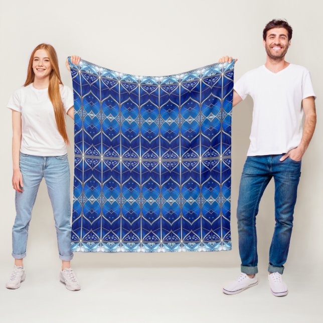 Decorative Blue Fleece Blanket (In Situ)