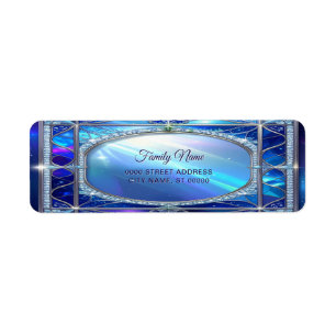 Decorative Blue Frame Return Address Label