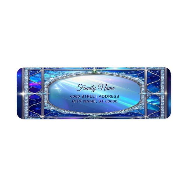 Decorative Blue Frame Return Address Label (Front)