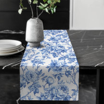 Decorative Blue French Toile Roses Floral Decor