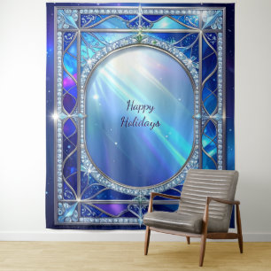 Decorative Blue Holiday Backdrop Tapestry