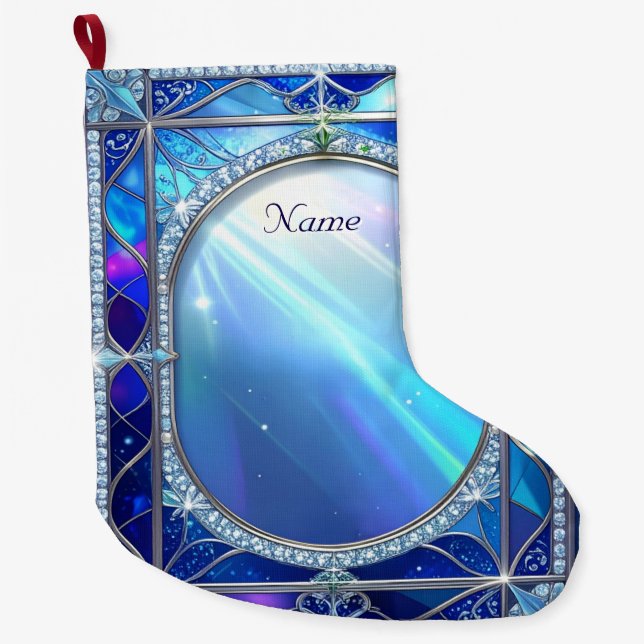 Decorative Blue Holiday Stocking (Front)