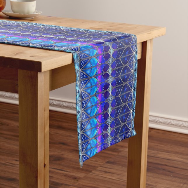 Decorative Blue Holiday Table Runner (In Situ)