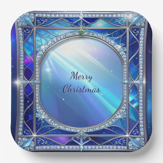 Decorative Blue Paper Plate (Front)