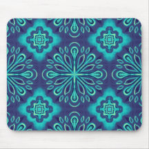 Decorative Blue Snowflake Boho Pattern