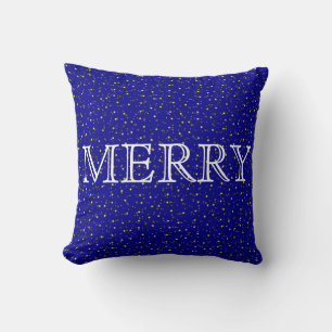 Decorative Blue Stars  Merry Christmas Cushion