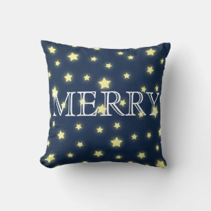 Decorative Blue Stars  Merry Christmas Cushion