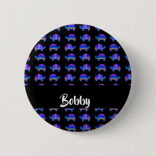 Decorative blue turtles 6 cm round badge