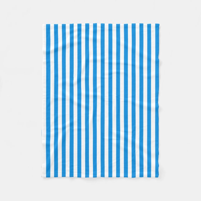 Decorative Blue White Striped Elegant Template Fleece Blanket (Front)