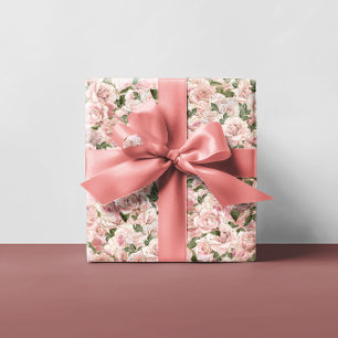 Decorative Blush Pink Gold Glam Rose Background Wrapping Paper Sheet