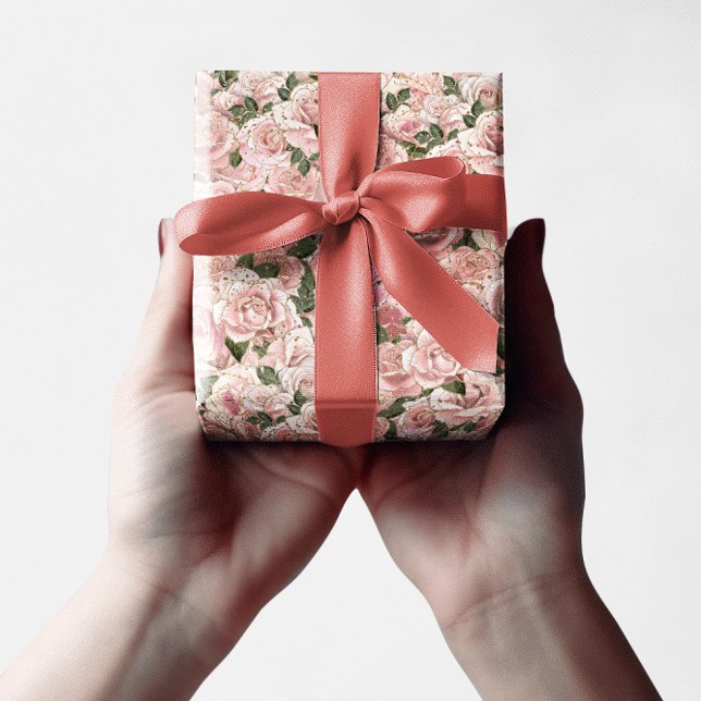 Decorative Blush Pink Gold Glam Rose Botanical Wrapping Paper (Decorative Blush Pink Gold Glam Rose Botanical Wrapping Paper)