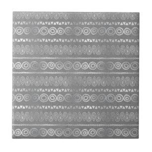 Decorative Bohemian Grey Stripe Striped Pattern Ceramic Tile