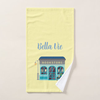 Decorative bookstore, kitchen, hand, towel