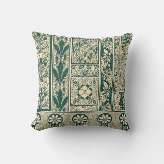 Decorative Botanical Art Nouveau Pattern Cushion (Front)