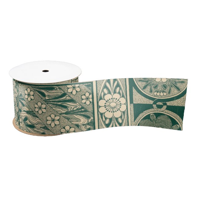 Decorative Botanical Art Nouveau Pattern Satin Ribbon (Spool)