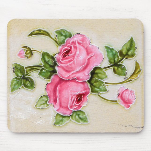 Decorative Bouquet Pink Roses Computer Mouse Pad (Front)
