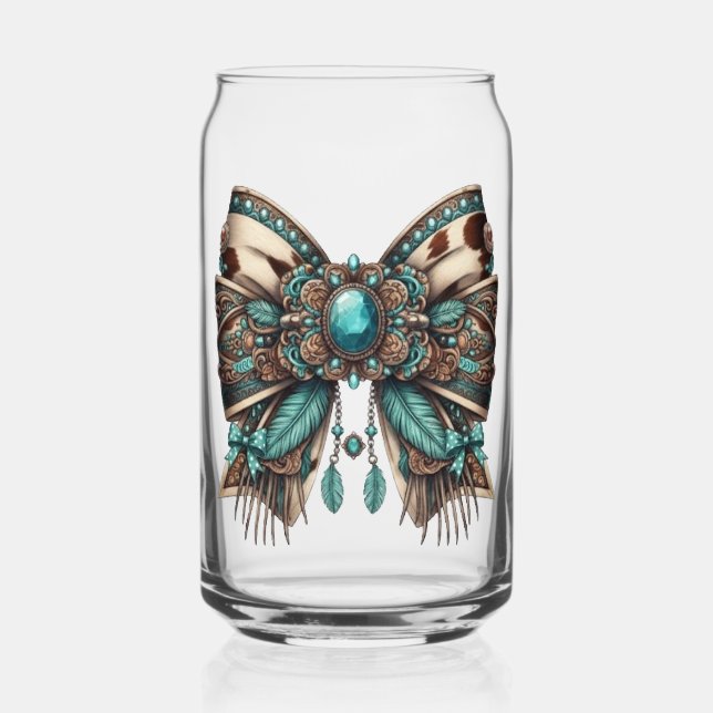 decorative bow country style  can glass (Front)