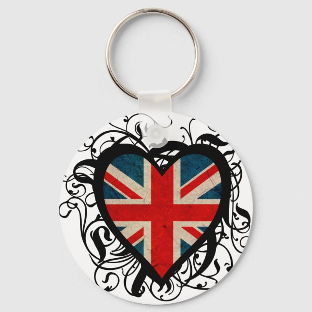 Decorative British Heart Key Ring (Front)