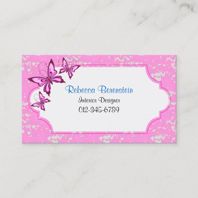 Decorative Business Card Retro Butterfly Frame (Front)