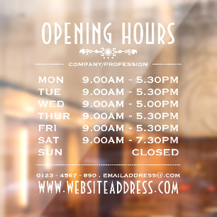 Decorative Business Opening Hours and Information