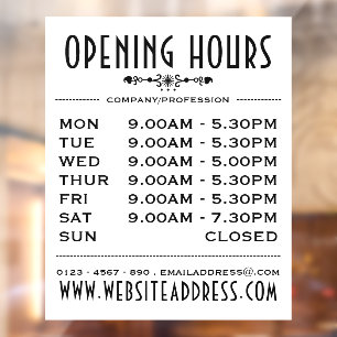 Decorative Business Opening Hours and Information
