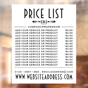 Decorative Business Price List and Information