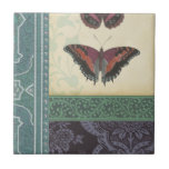 Decorative Butterfly Brocade by Vision Studio Ceramic Tile<br><div class="desc">This decorative brocade design by Vision Studio features butterflies with floral prints in separate blocks. The tan background of the block featuring the butterflies contrasts nicely with their dark colouring. Order your copy now!</div>