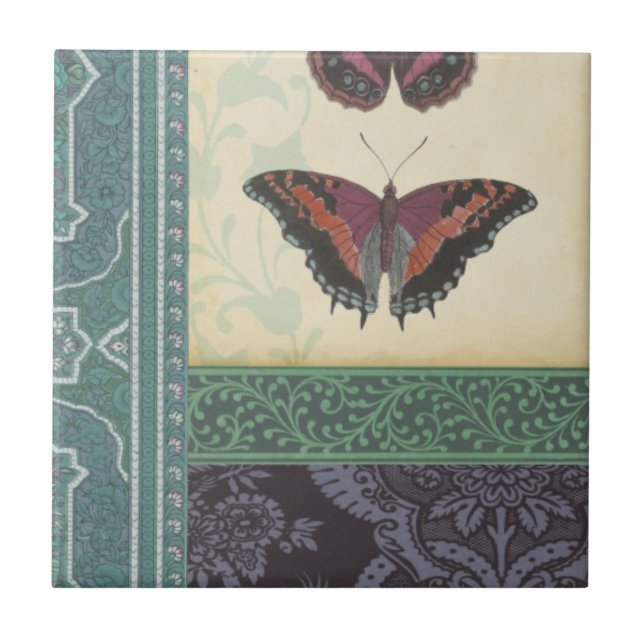 Decorative Butterfly Brocade by Vision Studio Ceramic Tile (Front)