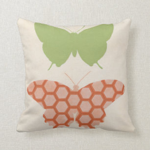 Decorative Butterfly Patterns on Cream Background Cushion