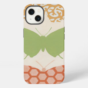 Decorative Butterfly Patterns on Cream Background iPhone Case