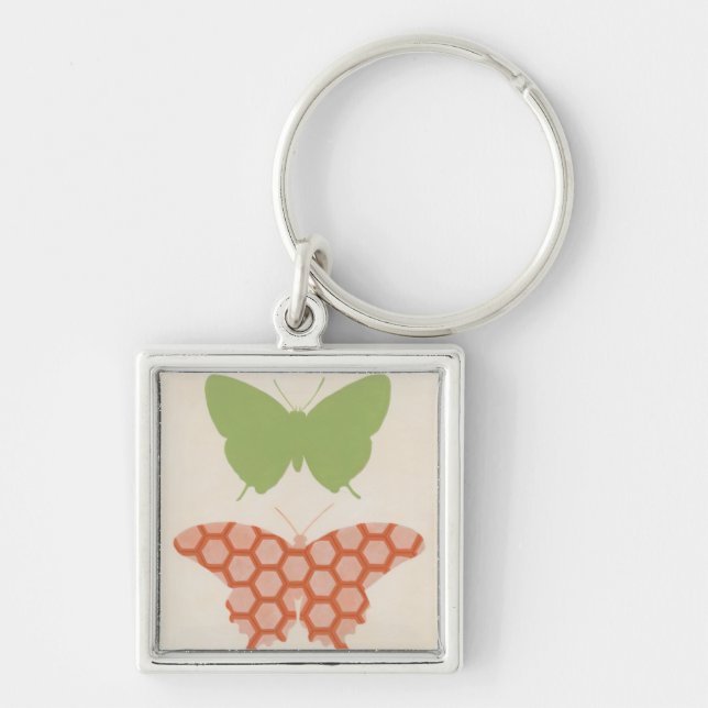 Decorative Butterfly Patterns on Cream Background Key Ring (Front)