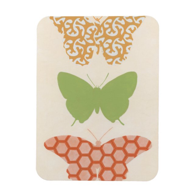 Decorative Butterfly Patterns on Cream Background Magnet (Vertical)