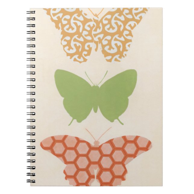 Decorative Butterfly Patterns on Cream Background Notebook (Front)