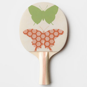 Decorative Butterfly Patterns on Cream Background Ping Pong Paddle