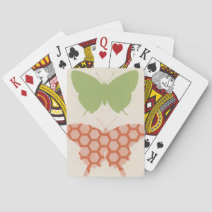 Decorative Butterfly Patterns on Cream Background Playing Cards