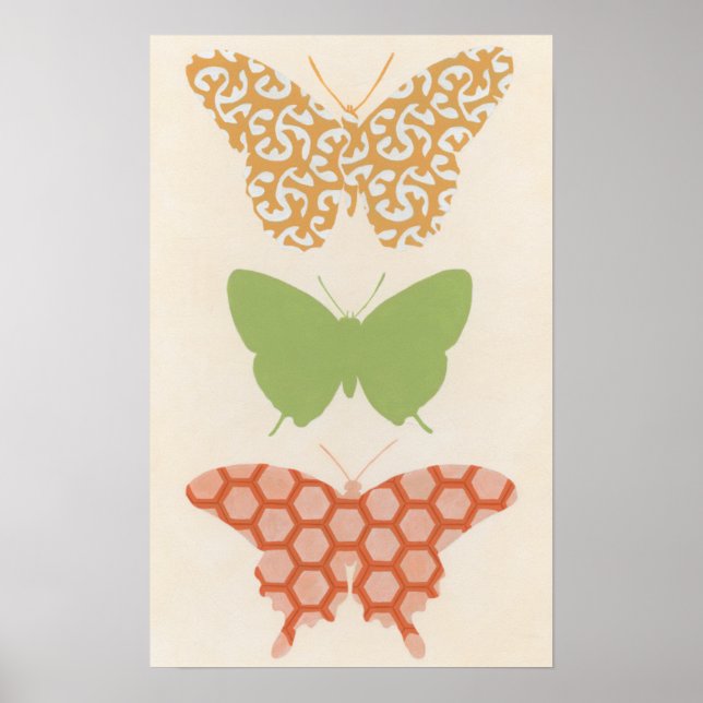 Decorative Butterfly Patterns on Cream Background Poster (Front)