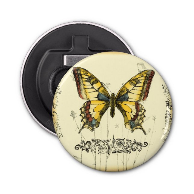 Decorative Butterfly with Wildflowers Bottle Opener (Front)