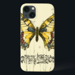 Decorative Butterfly with Wildflowers iPhone 13 Case<br><div class="desc">A brightly coloured,  decorative butterfly is the subject of this piece by Jennifer Goldberger. Wildflowers are drawn on the sides and underneath the huge butterfly. A lovely pastel border completes the scene. Order your print today!</div>