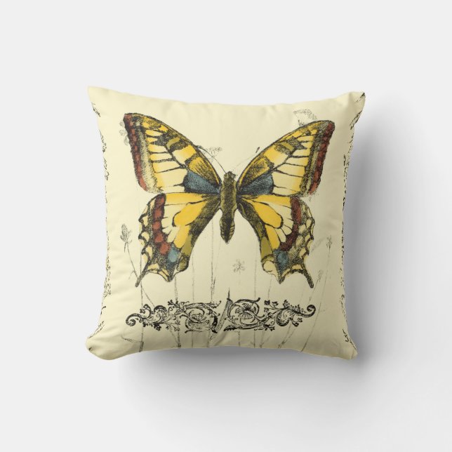 Decorative Butterfly with Wildflowers Cushion (Front)