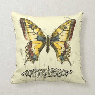 Decorative Butterfly with Wildflowers Cushion