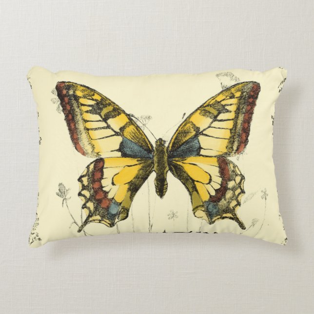 Decorative Butterfly with Wildflowers Cushion (Front)
