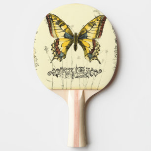 Decorative Butterfly with Wildflowers Ping Pong Paddle