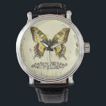 Decorative Butterfly with Wildflowers Watch<br><div class="desc">A brightly coloured,  decorative butterfly is the subject of this piece by Jennifer Goldberger. Wildflowers are drawn on the sides and underneath the huge butterfly. A lovely pastel border completes the scene. Order your print today!</div>