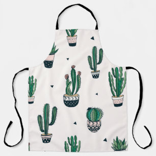 Decorative Cacti Succulents Seamless Pattern Apron